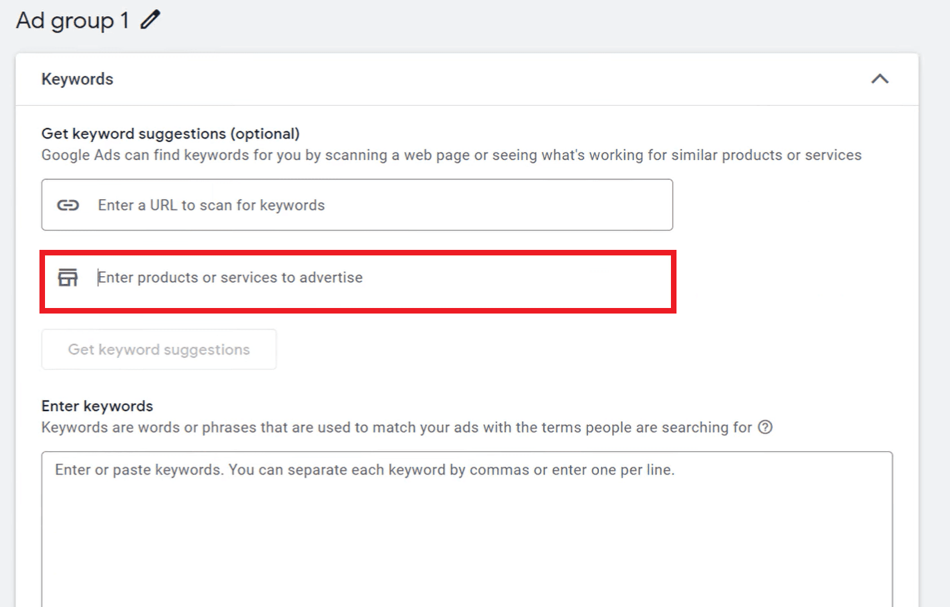 Choosing the keywords you want to display your Call-Only ads for