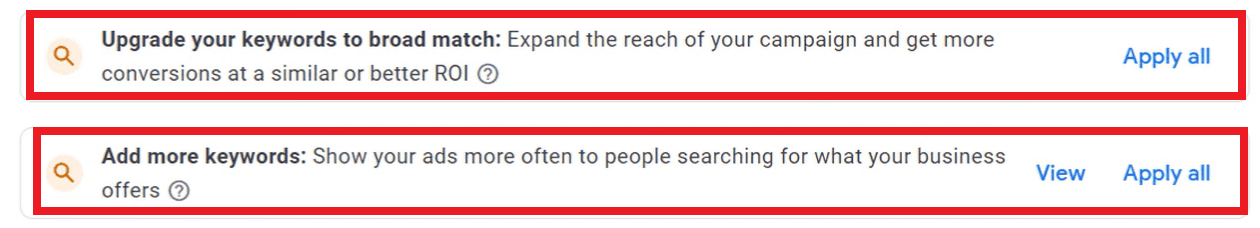 Choosing whether you want to show your call-Only ads to relevant yet no exactly matching keywords